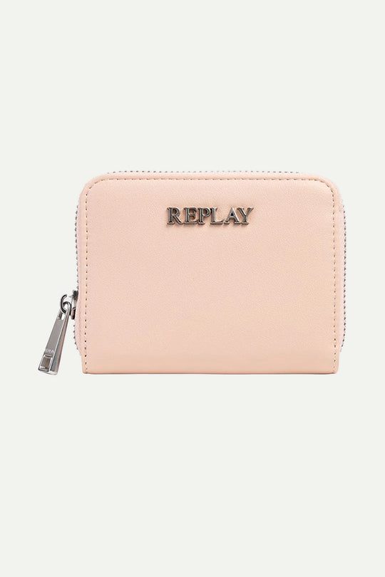 ארנק קטן לנשים בצבע פיץ' בהיר עם סגירת רוכסן