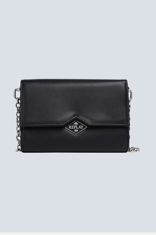 ארנק ערב לנשים בצבע שחור עם שרשרת