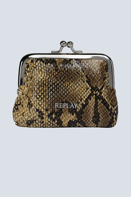 ארנק נשים קטן דמוי נחש בצבע חום