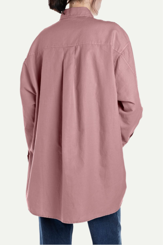 חולצה מכופתרת אוברסייז בצבע ורוד