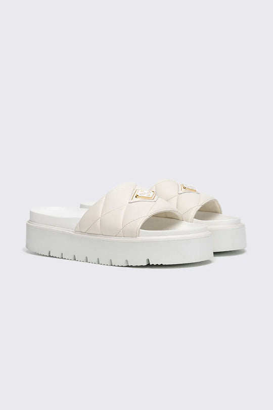 כפכפי פלטפורמה לנשים MUDDY QUILT בצבע לבן