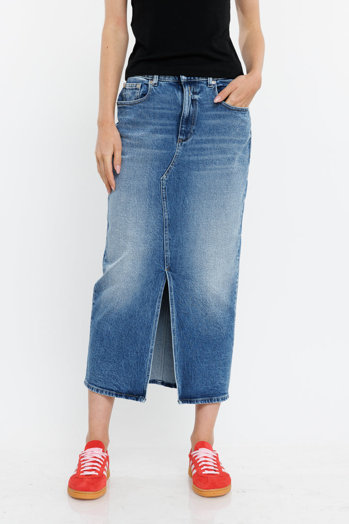 חצאית מידי ג'ינס Gonne בצבע כחול