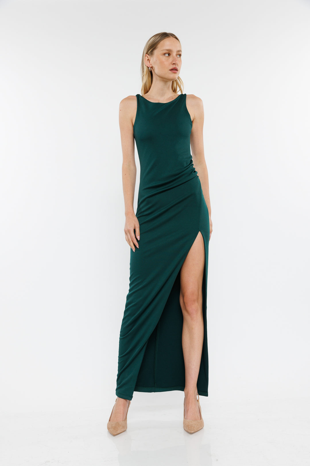 שמלת מקסי Adrian בצבע ירוק