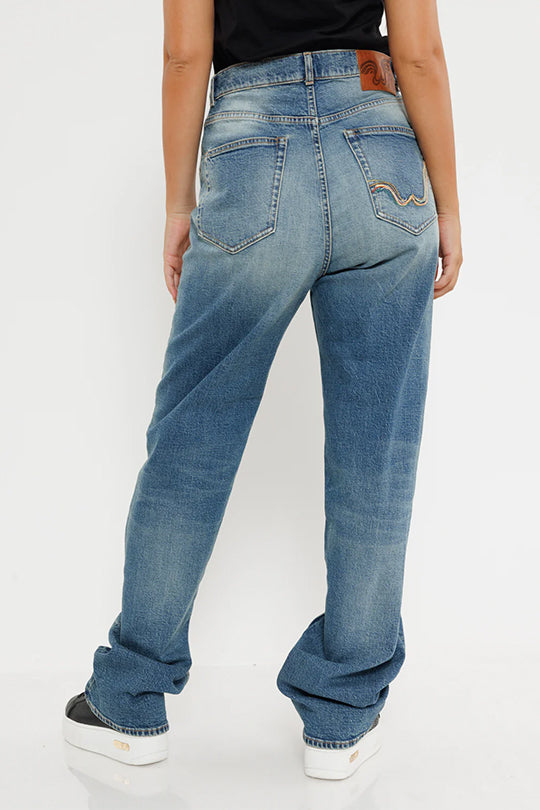 ג'ינס רחב בצבע כחול