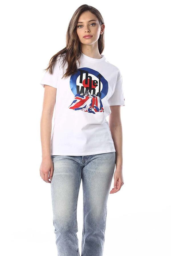 טי שירט קצרה עם הדפס להקת "The Who" נשים