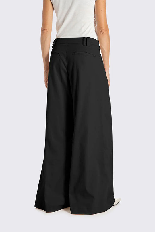 מכנסיים רחבים לנשים בצבע שחור בגזרה גבוהה