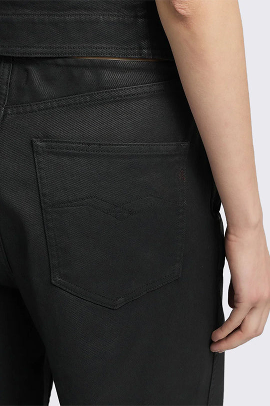 מכנסיים רחבים לנשים בצבע שחור בגזרה גבוהה