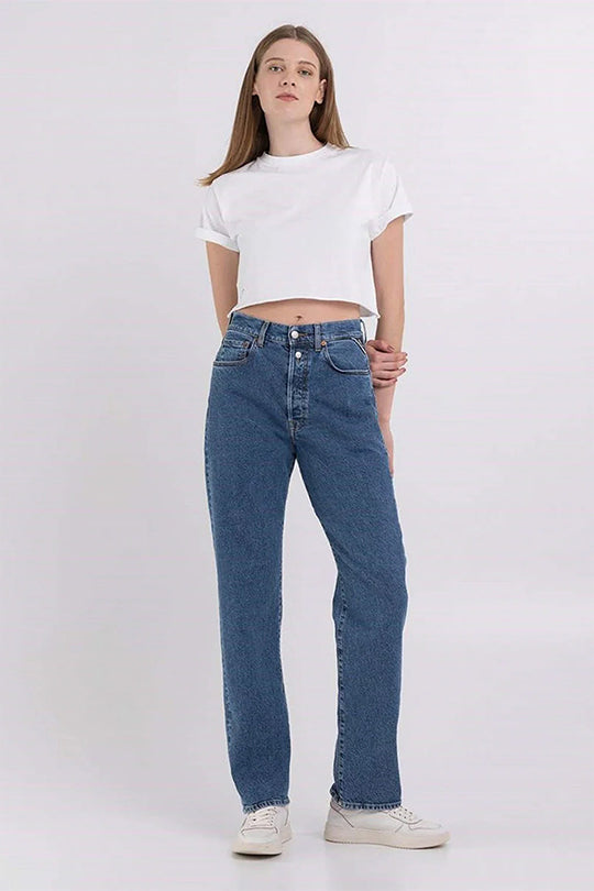 מכנסי ג'ינס עם כפתור כפול נשים