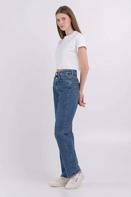 מכנסי ג'ינס עם כפתור כפול נשים