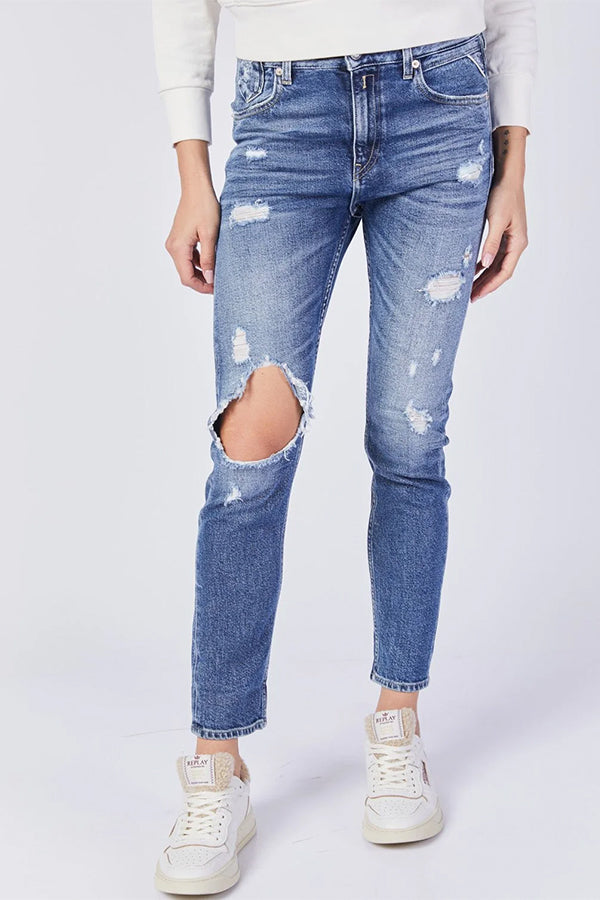 ג'ינס Mom Fit עם קרעים נשים
