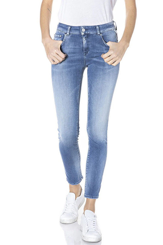 ג'ינס סקיני דהוי בצבע כחול