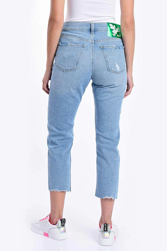ג’ינס קרופ בגזרת סקיני בצבע תכלת