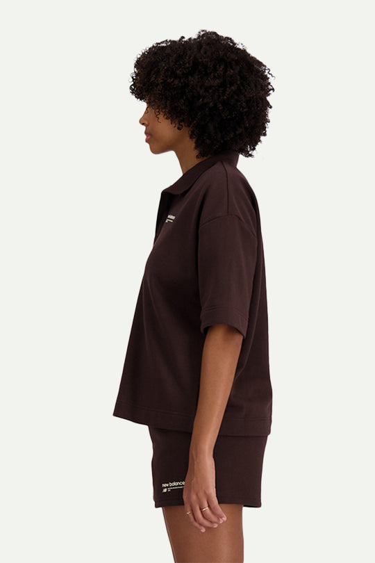 חולצת פולו קצרה WT33535KCF בצבע חום