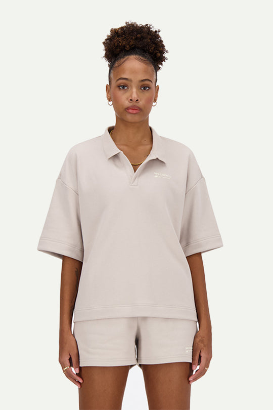 חולצת פולו קצרה WT33535MNK בצבע בז'