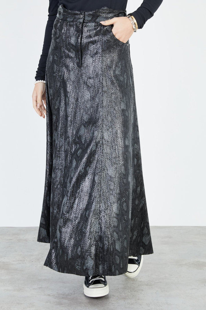 חצאית אינגריד הדפס שחור - Sabina Musayev