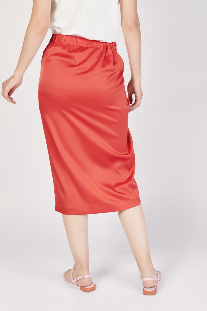 חצאית במראה קשירה בצבע כתום - Razili Studio