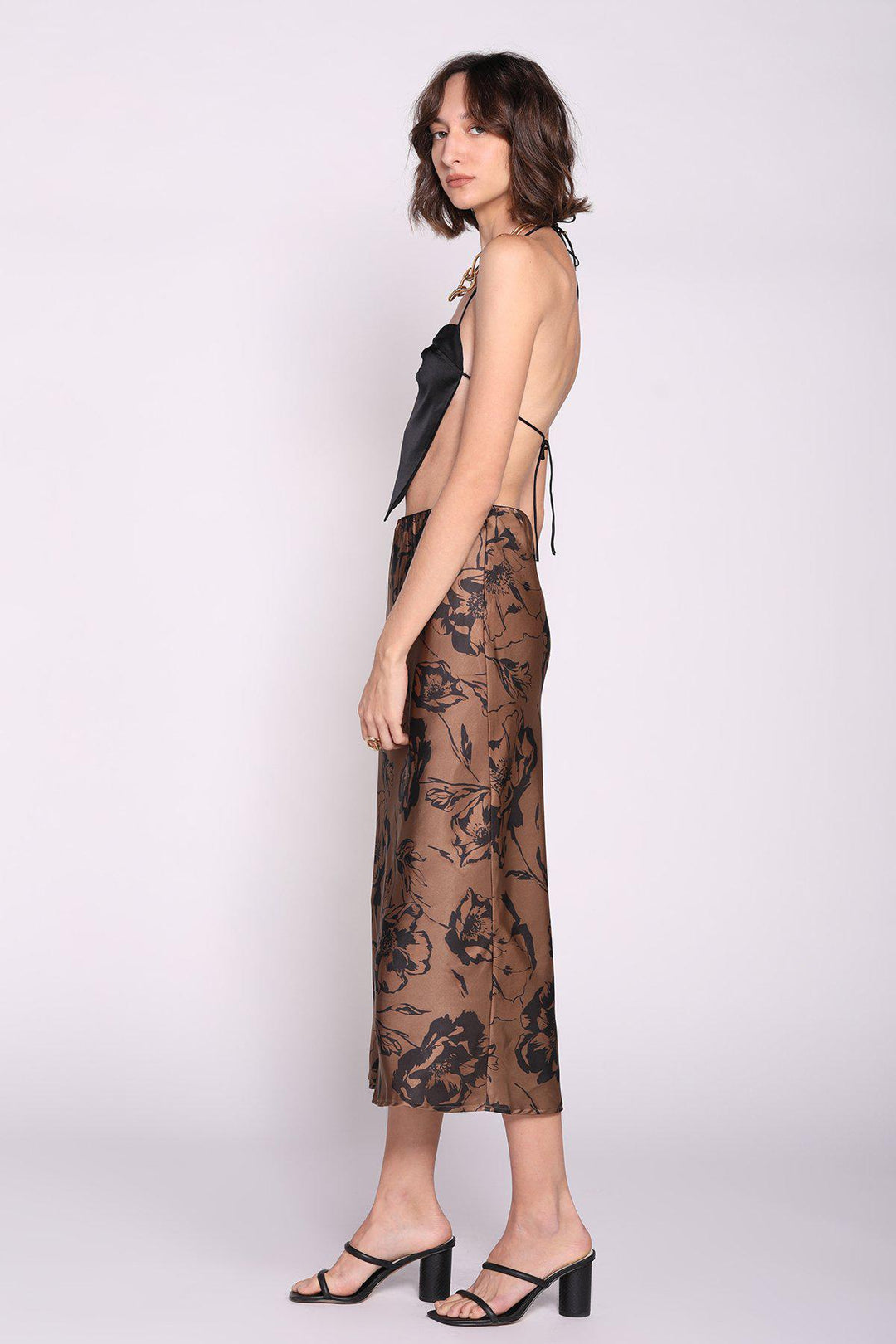חצאית עדן בהדפס חום - M By Maskit
