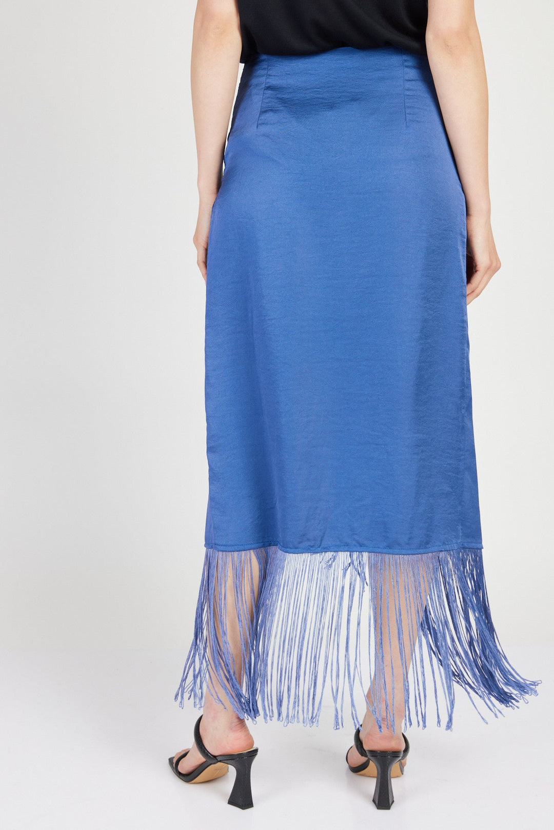 חצאית פראו פרנזים בצבע כחול - House Of Jaffa X Razili