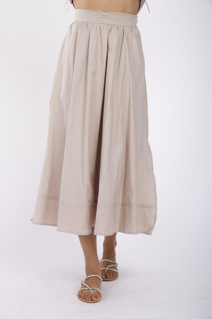 חצאית מידי בירד בצבע אבן - Razili Studio