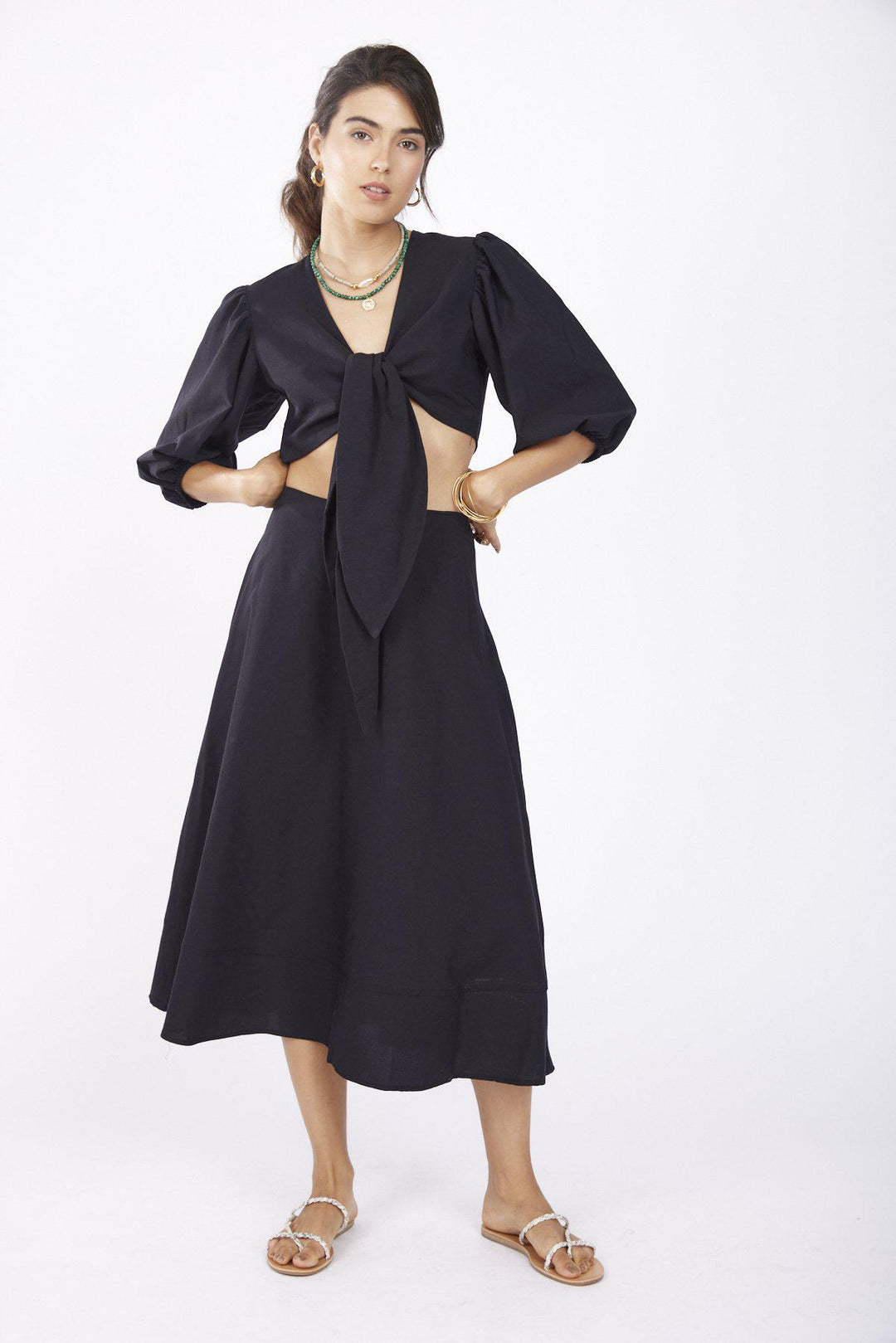 חצאית מידי מיאמי בצבע שחור - Razili Studio