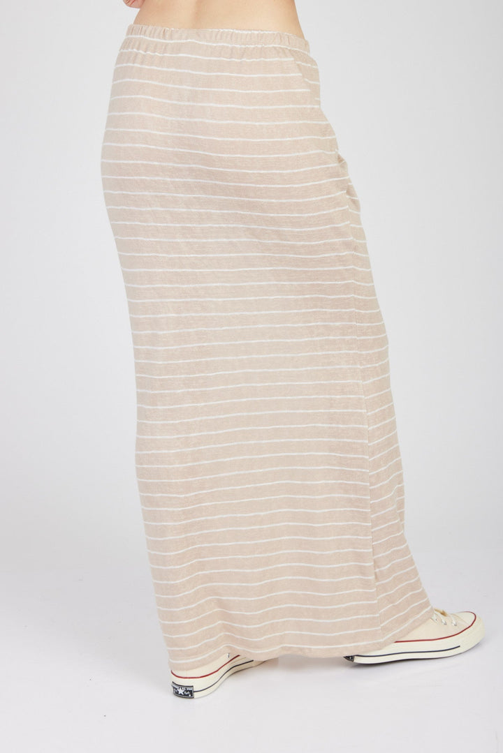 חצאית מקסי אמה פסים קרם לבן - Moi Collection