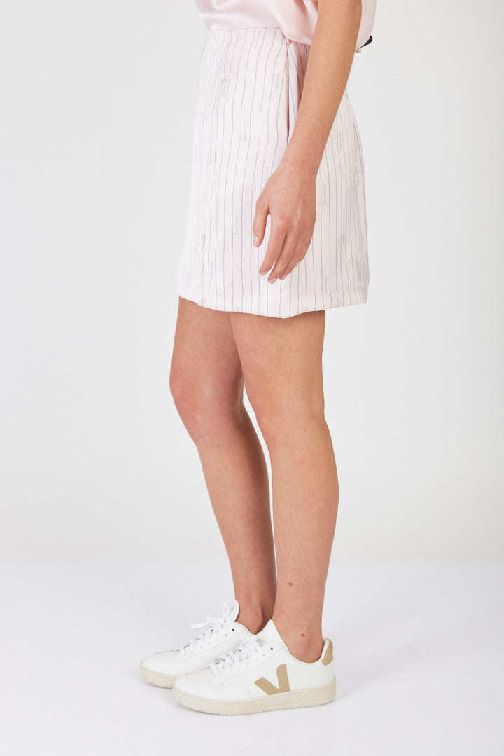 חצאית סאטן מיני Jacy בהדפס פסים ורוד\תכלת - Juicy Couture