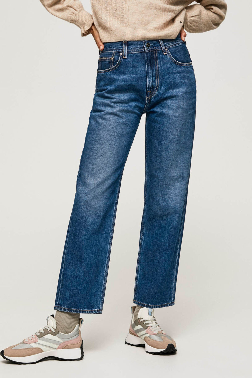 ג'ינס גבוה לוס Dover Denim בצבע כחול - Pepe Jeans