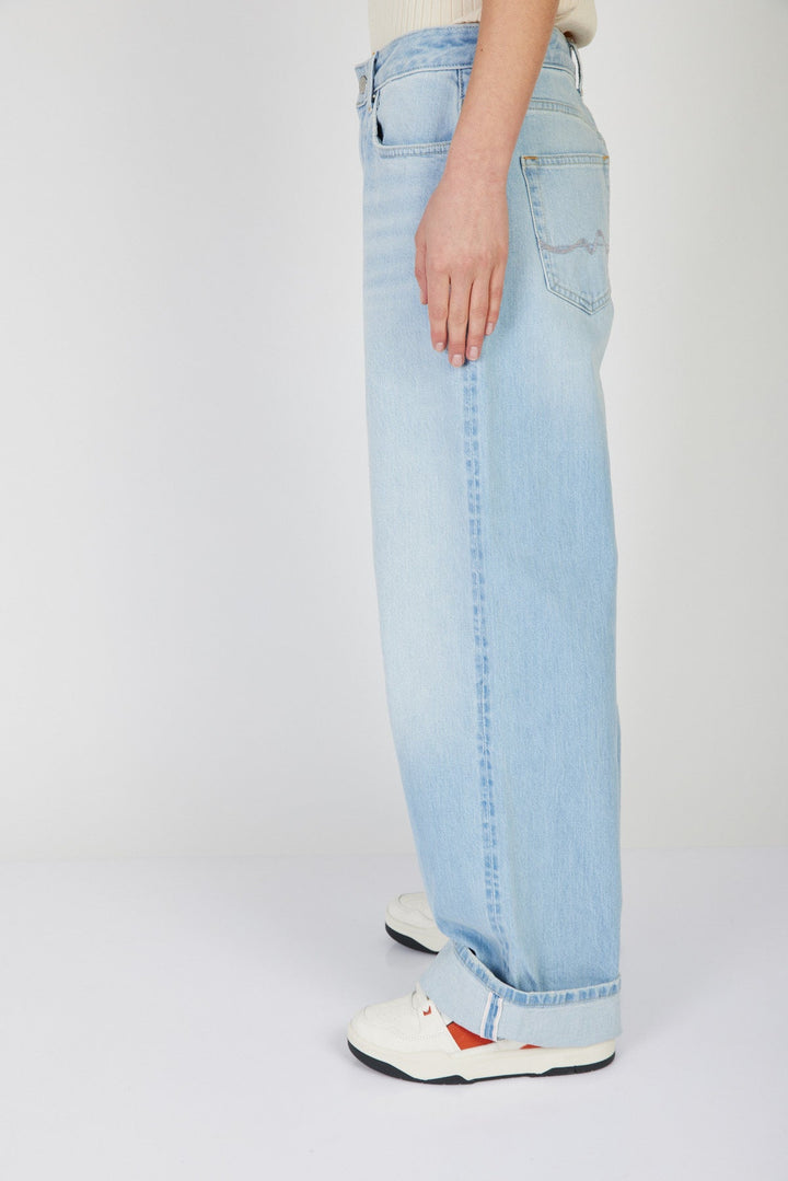 ג'ינס רחב Edie Selvedge Lt בצבע כחול בהיר - Pepe Jeans