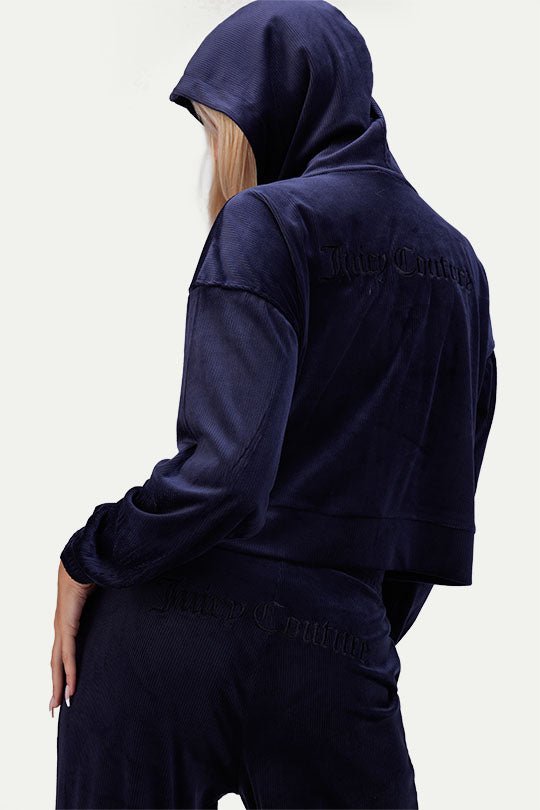 קפוצ'ון Rib Velour בצבע כחול - Juicy Couture