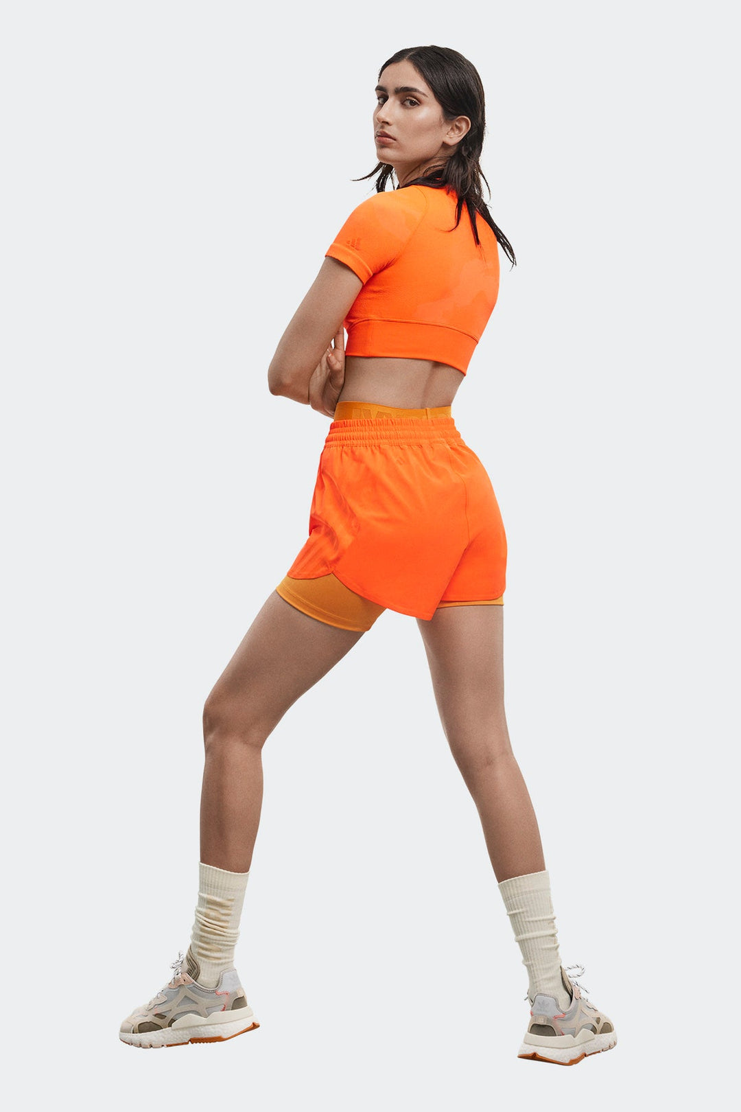 קרופ טופ ספורטיבי Ivp Knit C Top בצבע כתום - Adidas