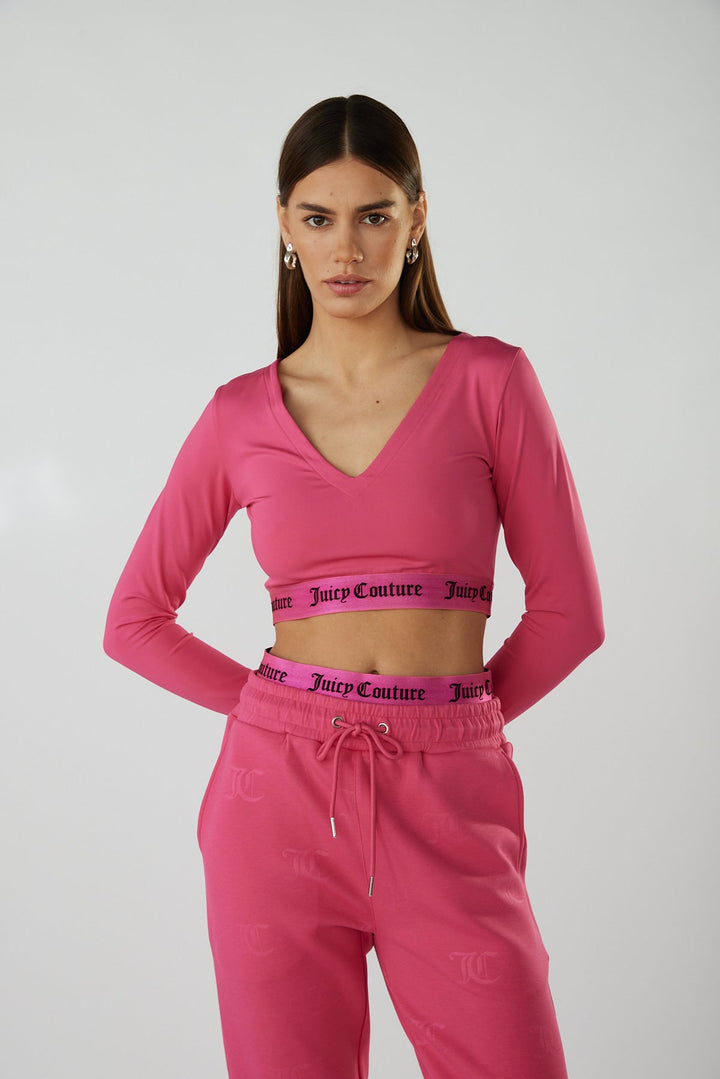 קרופ טופ W בצבע ורוד לוהט - Juicy Couture