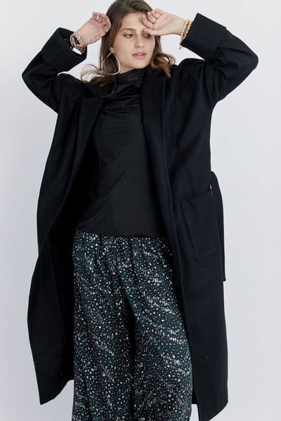 מעיל צמר BERKLEE COAT שחור - Razili Studio