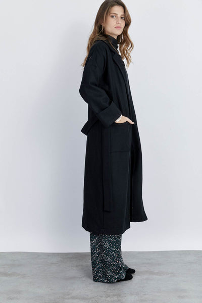 מעיל צמר BERKLEE COAT שחור - Razili Studio