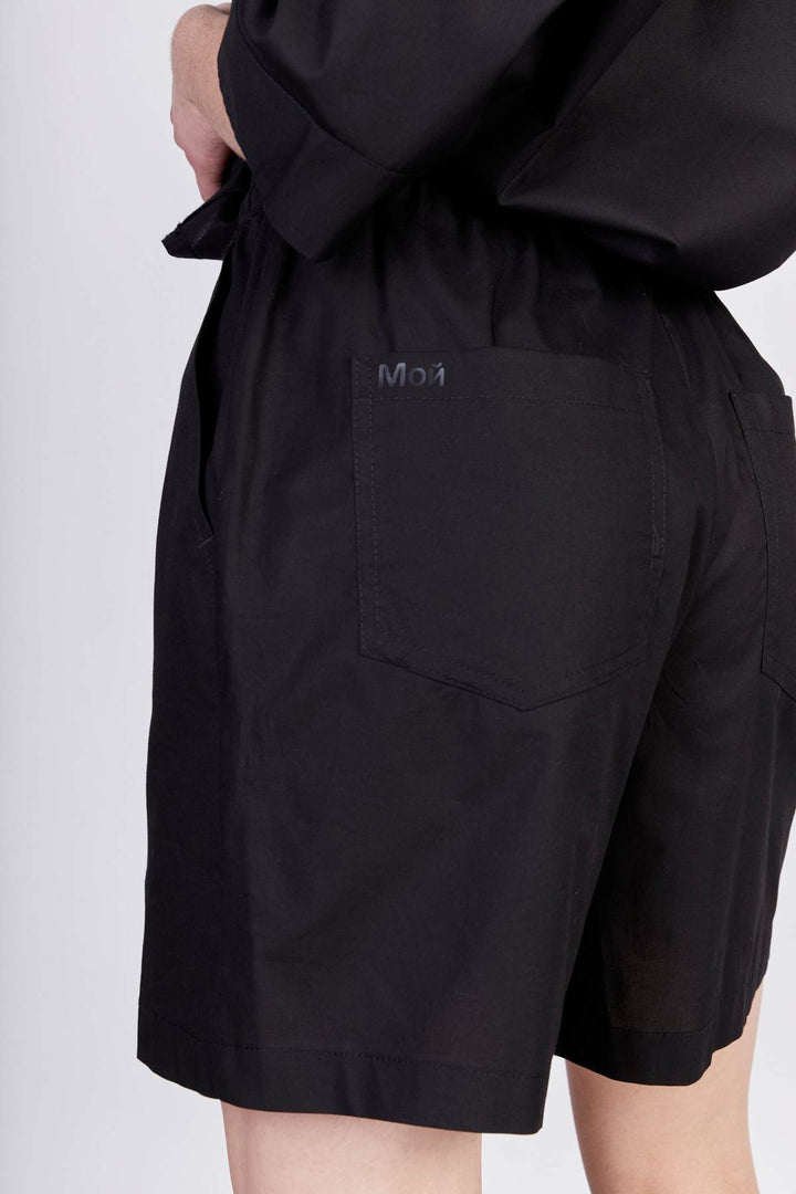 מכנסי אמי כותנה בצבע שחור - Moi Collection