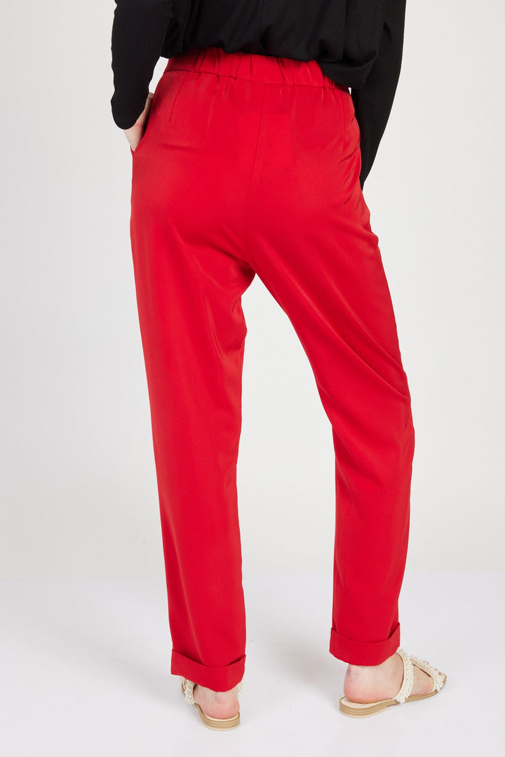 מכנסי דין מחוייטים בצבע אדום - M By Maskit