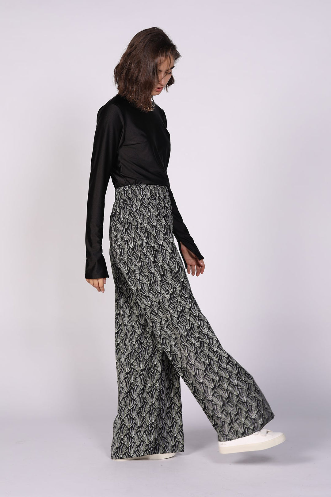 מכנסי דומיניק בהדפס שחור - Dana Sidi