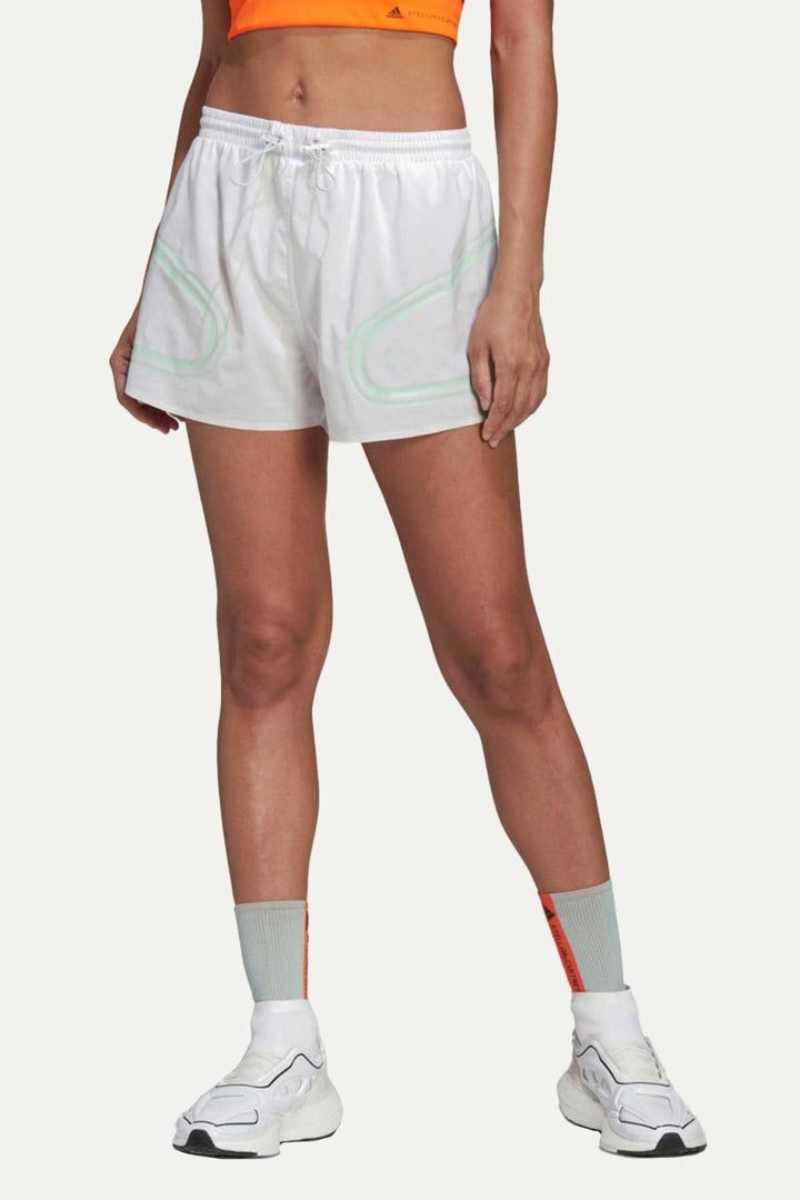מכנסי טפא קצרים בצבע לבן וקווים אמורפיים - Adidas Stella