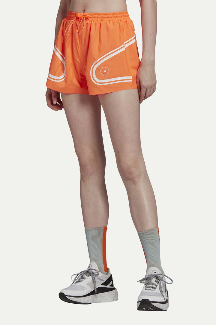 מכנסי טפא קצרים בצבע כתום וקווים אמורפיים - Adidas Stella