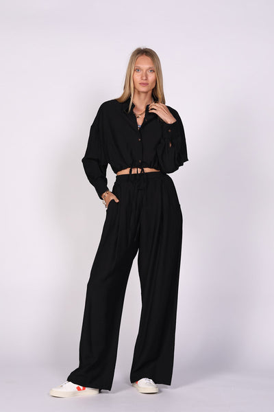 מכנסי קפריסין בצבע שחור - Neta Efrati