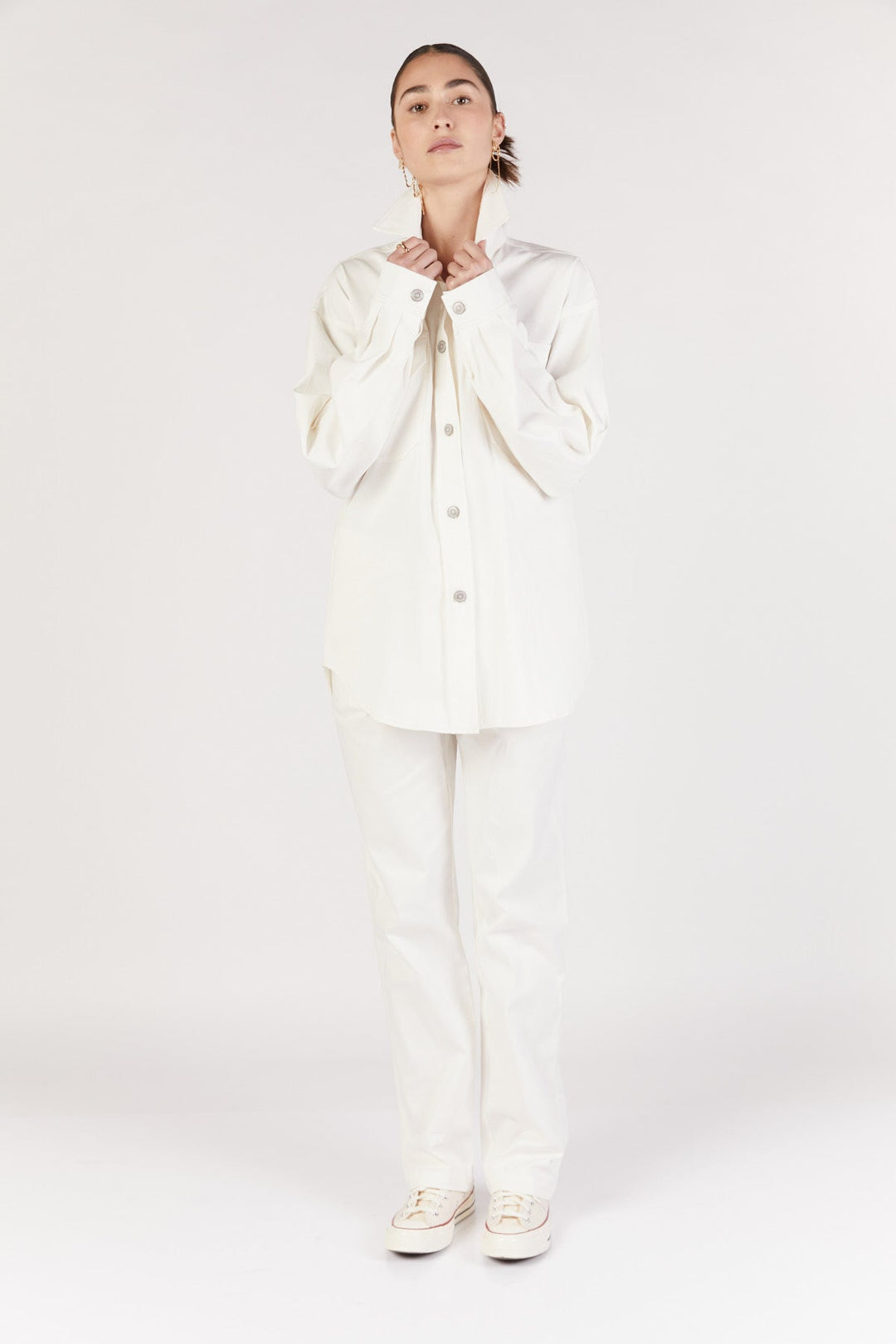 מכנסי לבור בצבע לבן - Moi Collection