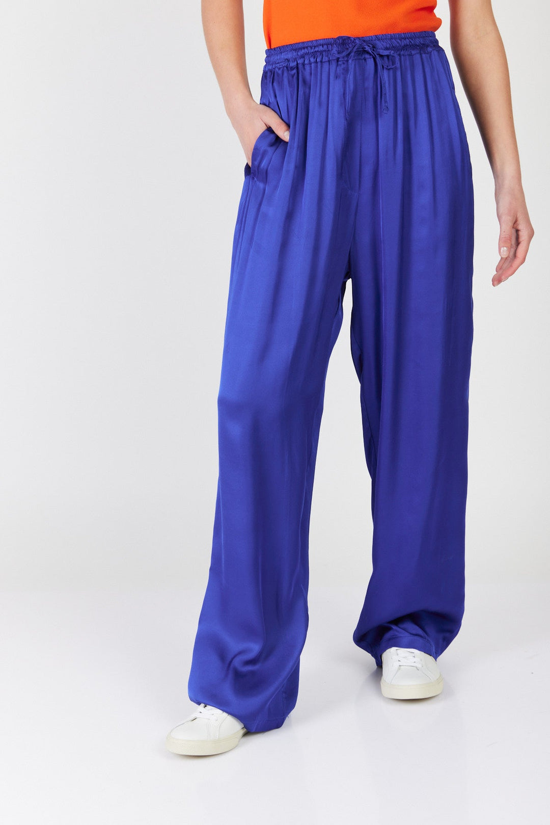 מכנסי מרווה רחבים בצבע כחול - Two/Tone