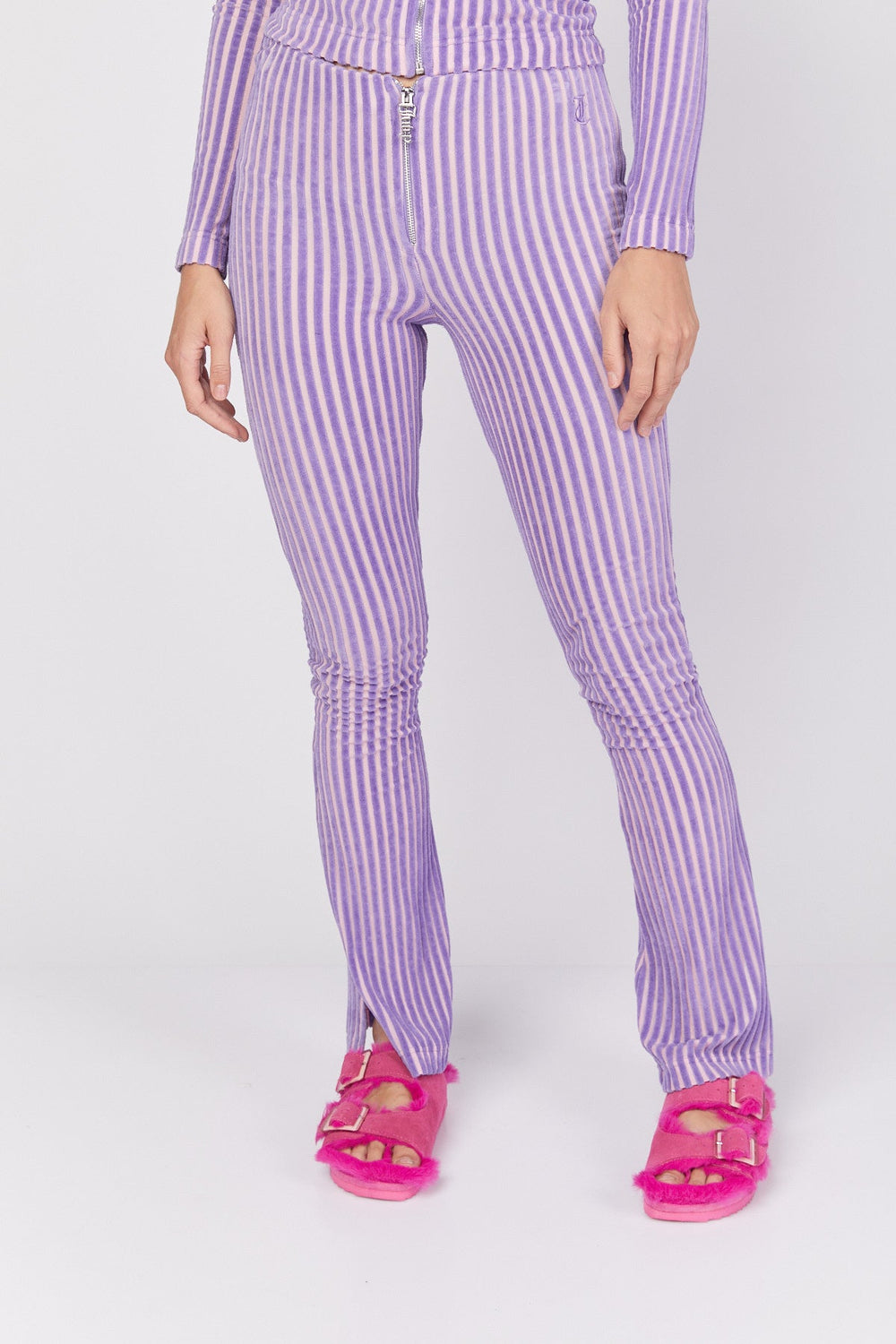 מכנסי Rib Velour בצבע סגול - Juicy Couture