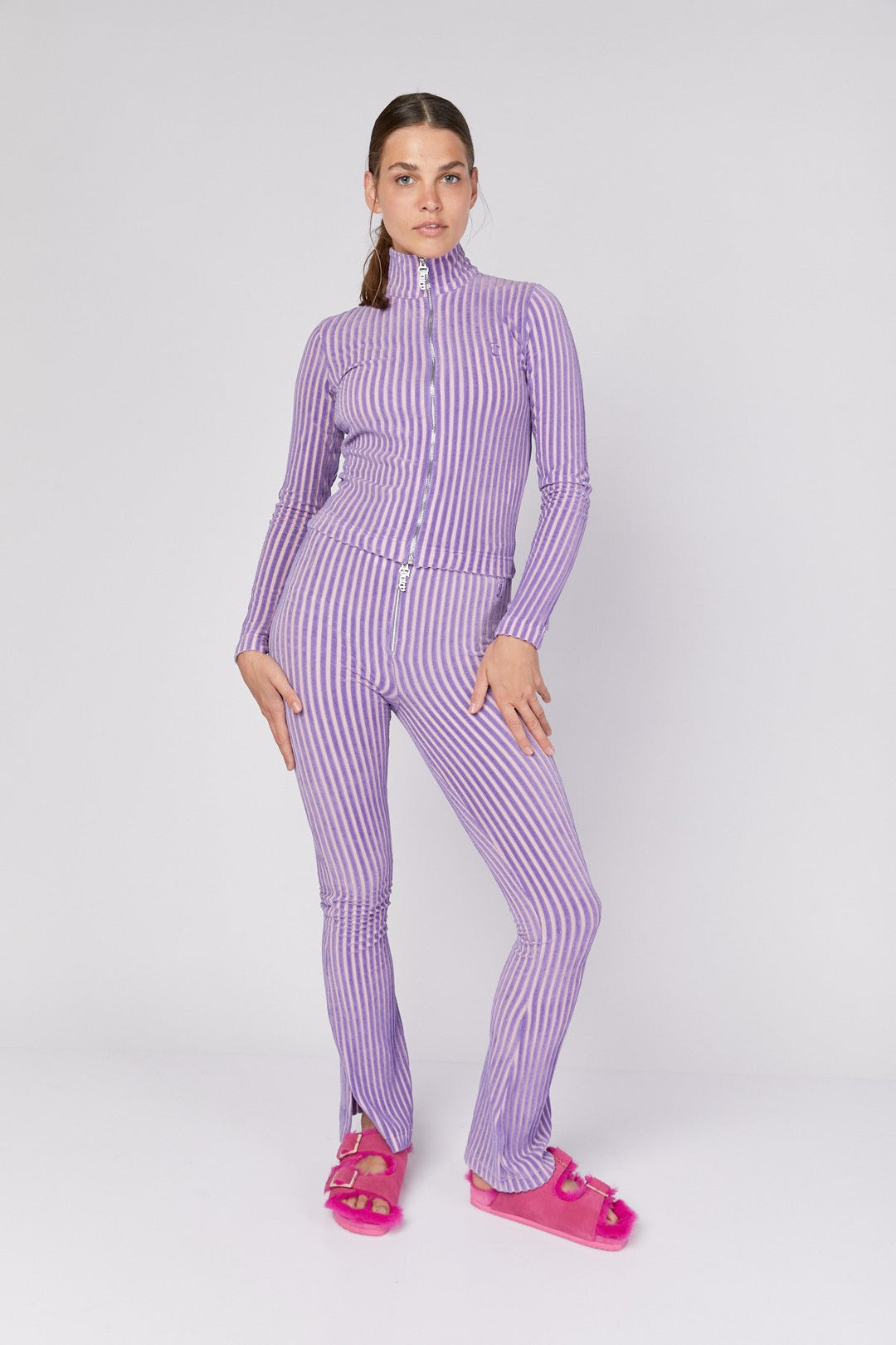 מכנסי Rib Velour בצבע סגול - Juicy Couture