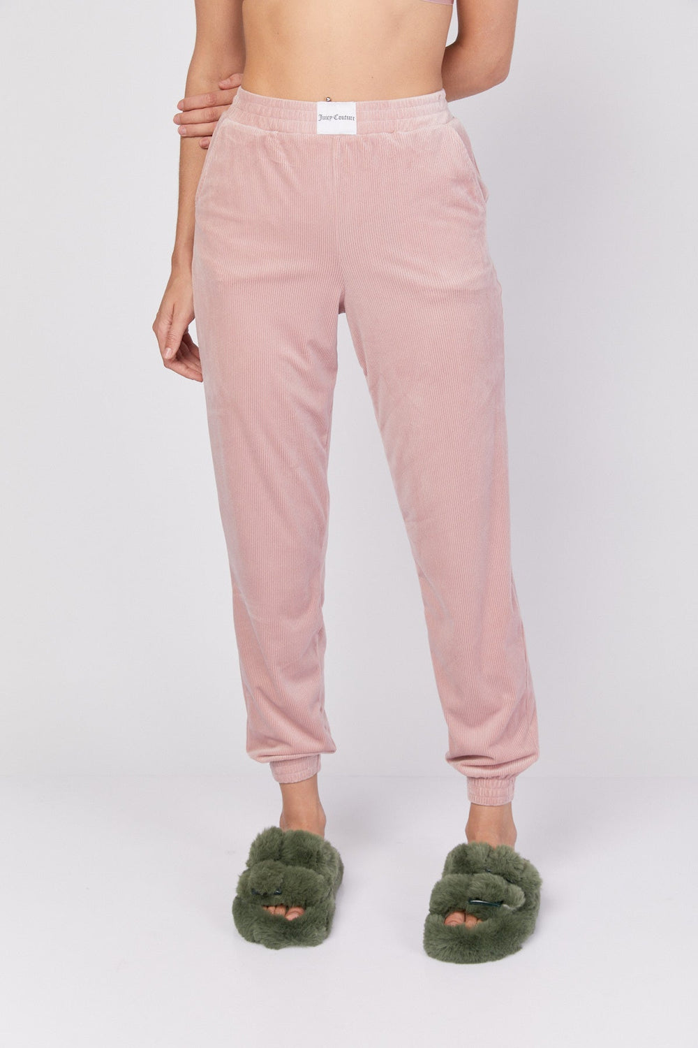 מכנסי Rib Velour בצבע ורוד - Juicy Couture