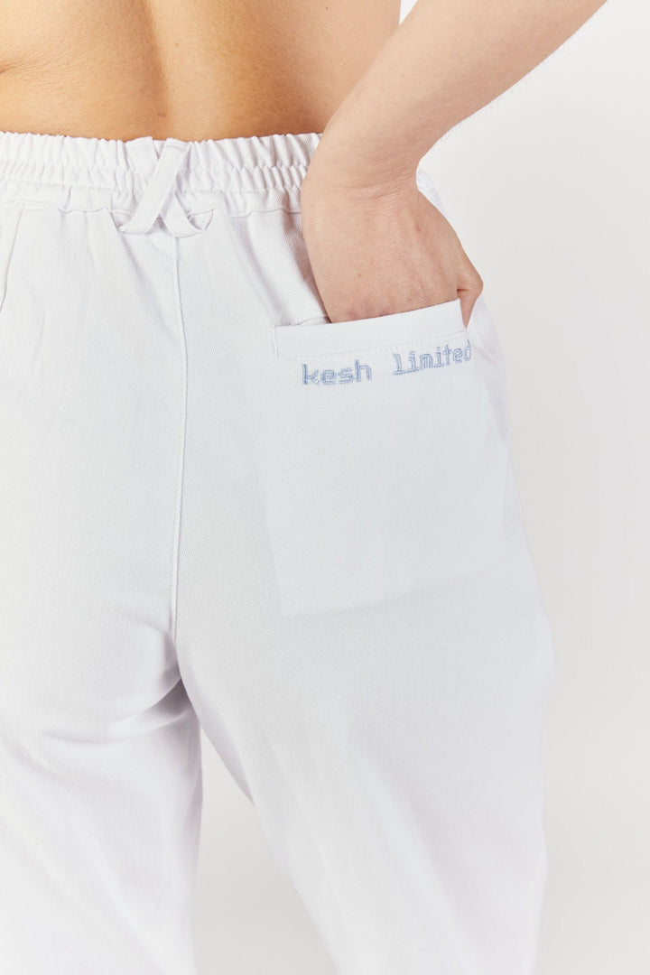 מכנסיים גבוהים פיקסל לוגו בצבע לבן - Kesh Limited
