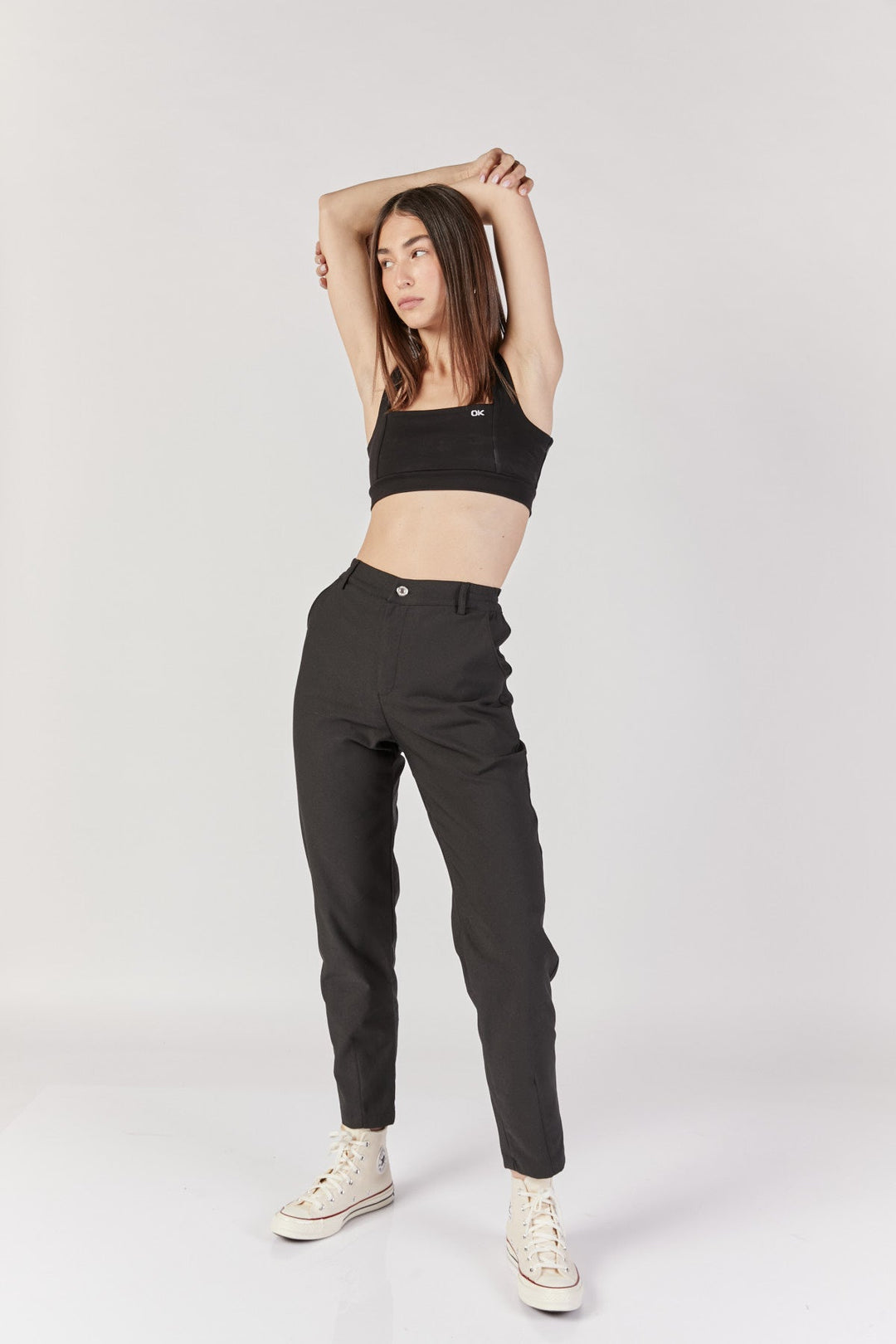 מכנסיים גבוהים פיקסל לוגו בצבע שחור - Kesh Limited