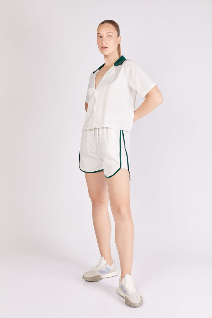 מכנסיים קצרים ג׳ייד בצבע לבן/ירוק - Razili Studio