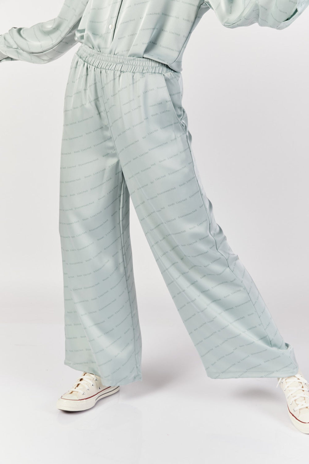 מכנסיים רחבים דיסקונקטד בצבע מנטה - Kesh Limited