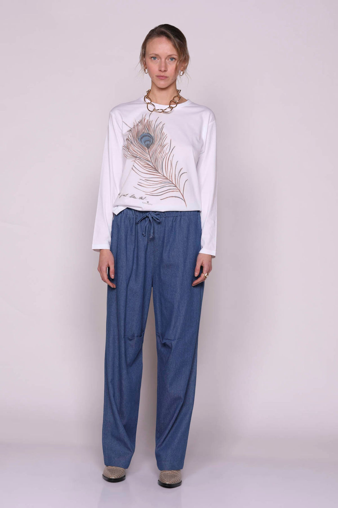 מכנסים ארוכים גווין בצבע כחול - Dana Sidi