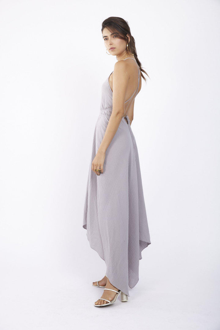 שמלת דייזי כותנה בצבע אפור - M By Maskit
